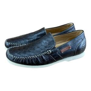 Galizio Torresi Men’s slip on Leather  navy Blue shoes loafers Size 8.5-9|42 EU